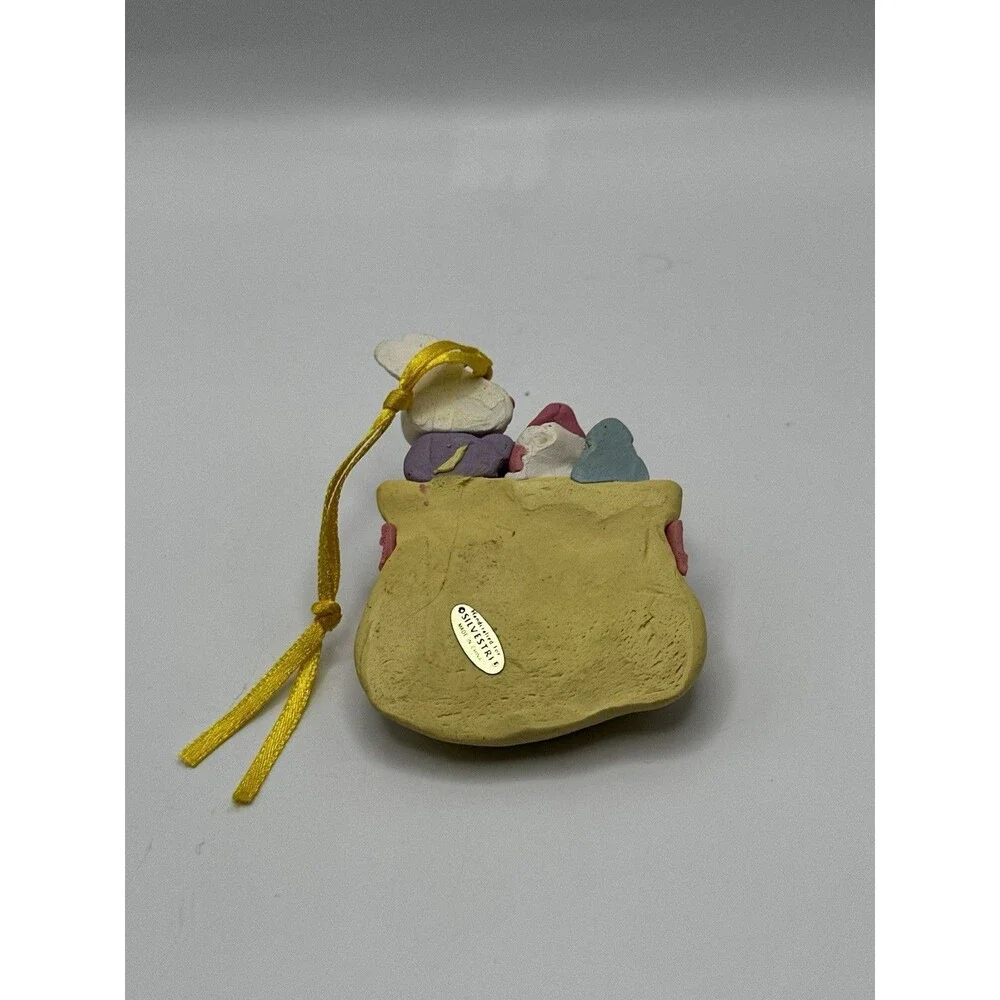 Silvestri Handcrafted Bunny Gift Sack Ornament Pastel Polka Dot Vintage Easter